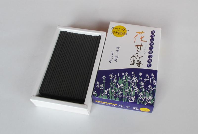 梅薫堂 煙少香 花甘露 ラベンダー ミニ寸/日本製 淡路島 ばいくんどう 線香 お香 仏壇 煙の少ない 消臭 清浄 浄め 浄化 短時間用 （普賢堂仕様）