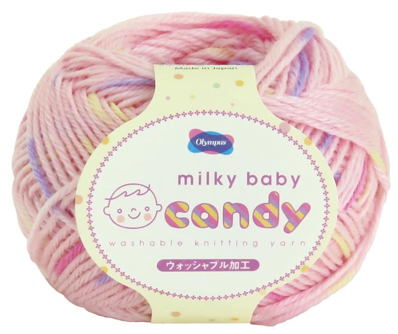 オリムパス製絲(Olympus Thread) ミルキーベビー キャンディ 毛糸 合太 Col.203 ピンク 系 40g 約112m(3.0)