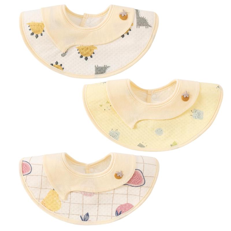 [Comfort U] よだれかけ スタイ ベビー ビブ 男の子 女の子 花びら型 3枚セット 吸水 柔らかい 360度回転 防水 赤ちゃん エプロン 可愛い お食事スタイ おしゃれ 男女兼用 おでかけ 出産準備 出産