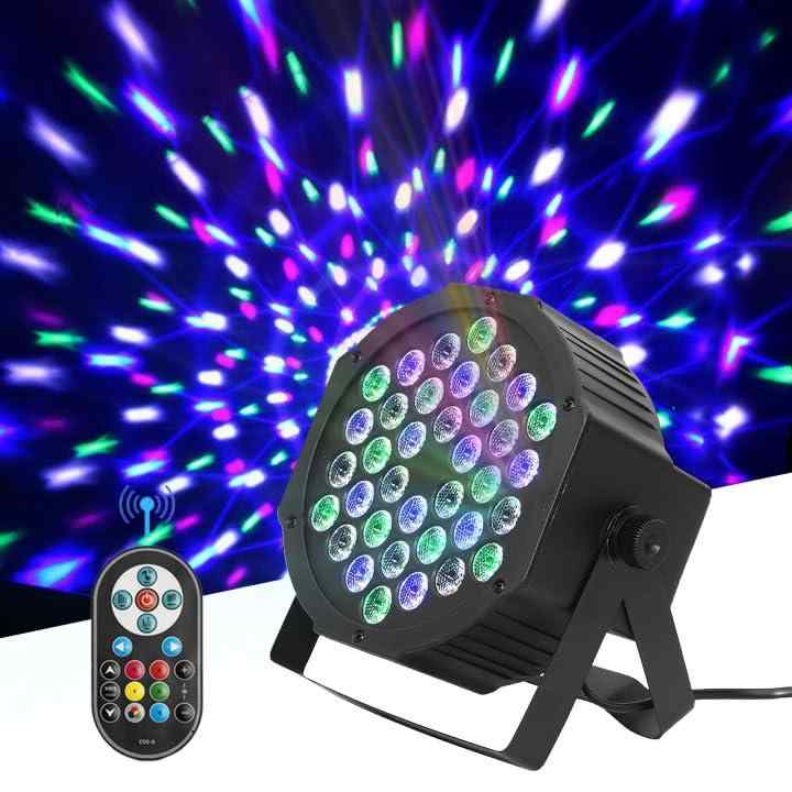 Rxakudedo ステージライト LED 舞台照明 36W RGB DMX512 音声起動 自走モード リモコン付き ディスコライト パーティー DJ クラブ 演出用 スポットライト KTV🔴36W LEDパーライトは、それは明るく、照明範囲は5メートルにすることができます。光ビームの角度は26度です。舞台照明、DJライト、ストロボライト、ウォッシュライトとして使用できます。🔵舞台照明はAuto / Sound / DMX / Master-slaveで制御することもできます。 DMXチャンネルは3/7です。パーライトを使用すると、色、調光、ストロボ、サウンドを変更できます。多段階の効果が得られます。また、ファンクションボタンを操作することで効果を簡単に得ることができます。🟢LEDパーライトは、さまざまなニーズに対応する豊富なカラー効果と機能を備えています。静的カラーモード（赤/緑/青）、色の組み合わせ、色の変更、ジャンプ、ストロボ、ホッピング、調光など。結婚披露宴、パフォーマンス、多目的ホール、バー、フェスティバルなど、ほとんどの機会に適しています。🟣DJライトにはブラケットとネジが2本付いており、地面に置いて照明角度を調整できます。さらに、DJライトはプラグアンドプレイ設定であり、電源を入れるために接続すると、機能し始めます。ミニサイズで、どんなアミューズメント場所にもDJライトを持ち込めます。🟡新しいアップグレードされたデザイン、幅の拡大、冷却ファンの内蔵。 DJパーライトは耐久性があり、放熱性に優れています。長時間使用してもパーライトが深刻に加熱して損傷するかどうかを心配する必要はありません。