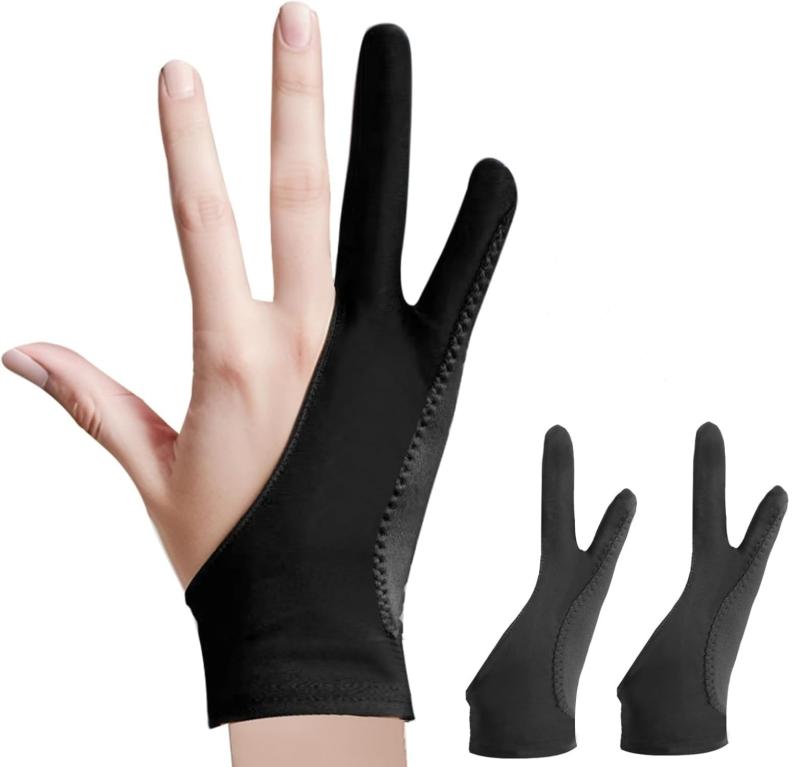 [WIFUME] 二本指 グローブ 製図用手袋 2枚入 イラスト 手袋 誤作動防止 防汚 手汗防止 グローブ 通気性 ペンタブ 液タブ タブレット 板タブ iPad 左利き 右利き 男女兼用 お絵描き用 超快適