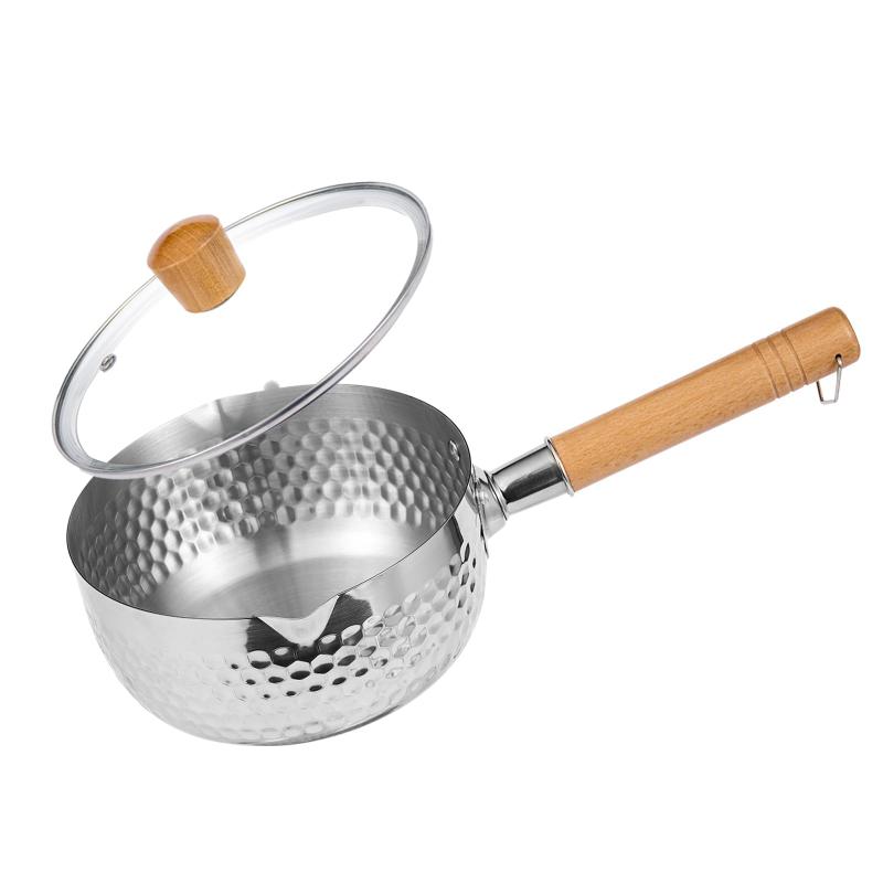 WANGYUANJI ステンレス雪平鍋 18cm ガラス蓋付き 軽量