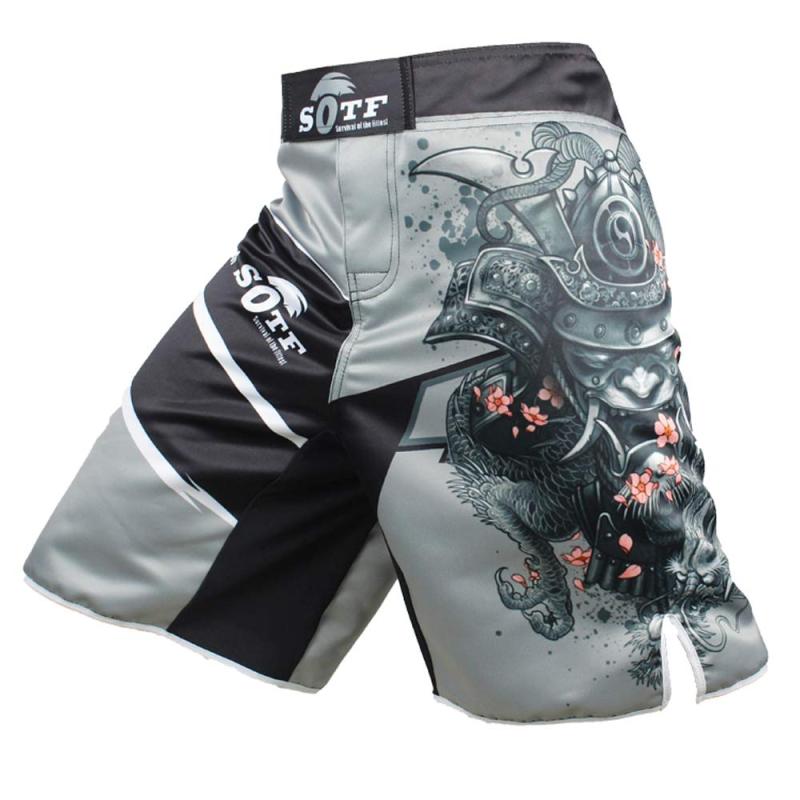 [SOTF] MMA 훈련 반바지 전사 패턴 Jiu Jitsu 싸움 스포츠 반바지 - 회색 L