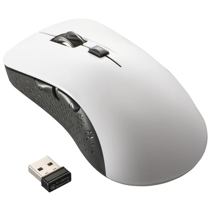 Optical Mouse - オーム電機 静音ワイヤレスマウス BlueLED Lサイズ 抗菌 ホワイト PC-SMW21BS5LR-W 01-3983 OHM