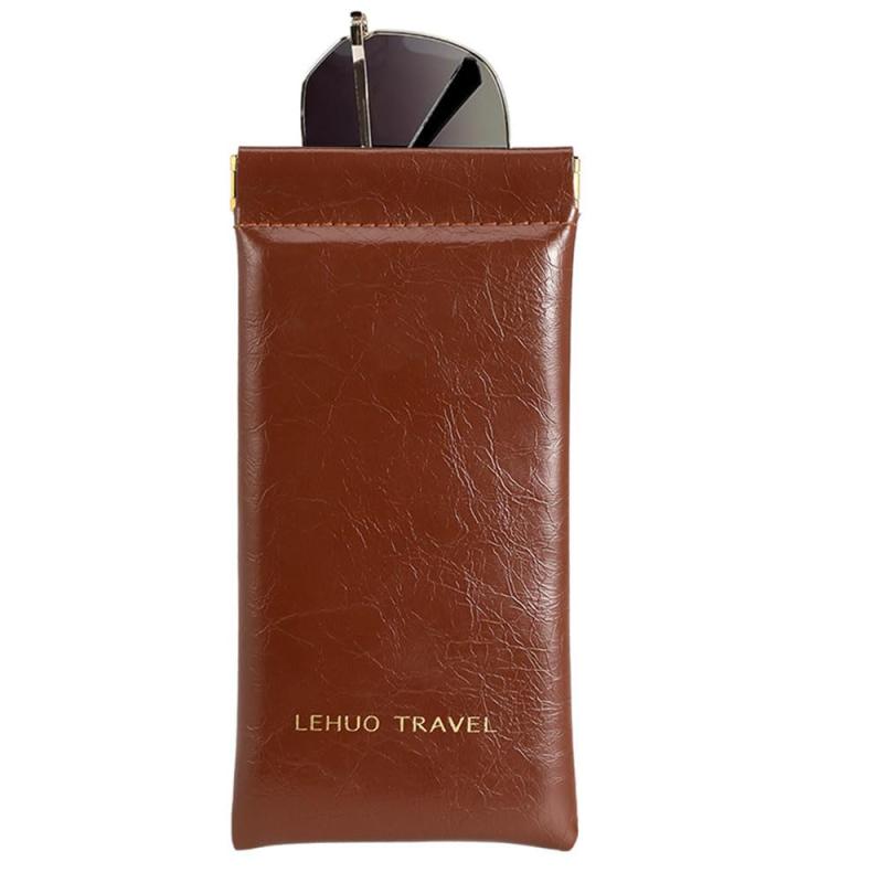 [jakabo] メガネケース スリム革眼鏡ケース 軽量 薄型 メガネケース ソフトサングラスケース 薄型 メガネ入れ フト バネ 口金 スクイーズ トップメガネポーチ ポータブル眼鏡 バッグ