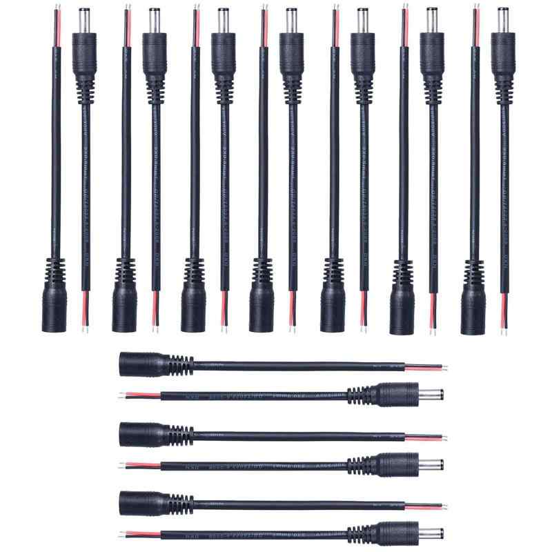乐天商城 - サムコス DC電源コネクタ 10組セット 2.1×5.5mm オス-メス接続 ケーブル 15cm長 防水設計 CCTVカメラ LEDテープ 車載機器対応 はんだ付け不要 簡単接続 電子機器 防犯システム用 (ブラック)