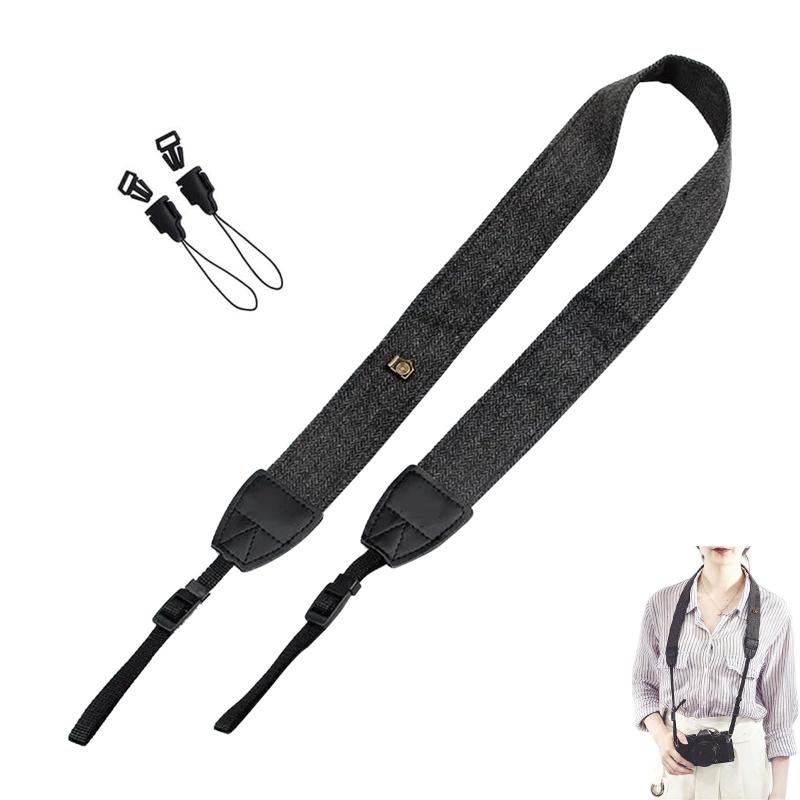 [FineGood] カメラ ショルダー ネック ストラップ 接続アダプタ付 滑り止めシリーズ 一眼レフ 高級コンパクトカメラ デジカメなど用ラップ 長さ調節可能 おしゃれな ボヘミアン風 コットン織