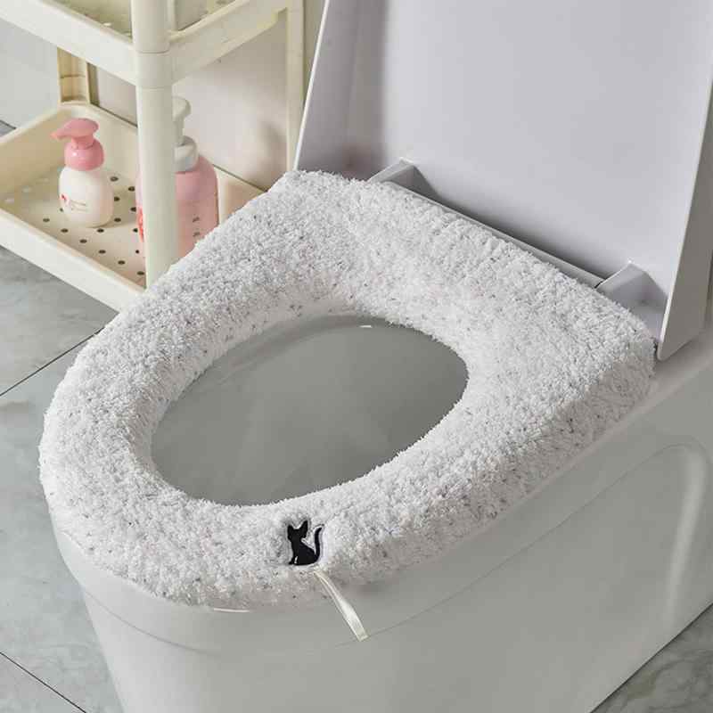 Rakuten - 便器マット-厚手タイプ手提げ付き小花柄タイプ便器カバー-引張り可能な保温タイプ取り付けやすい便器カバー