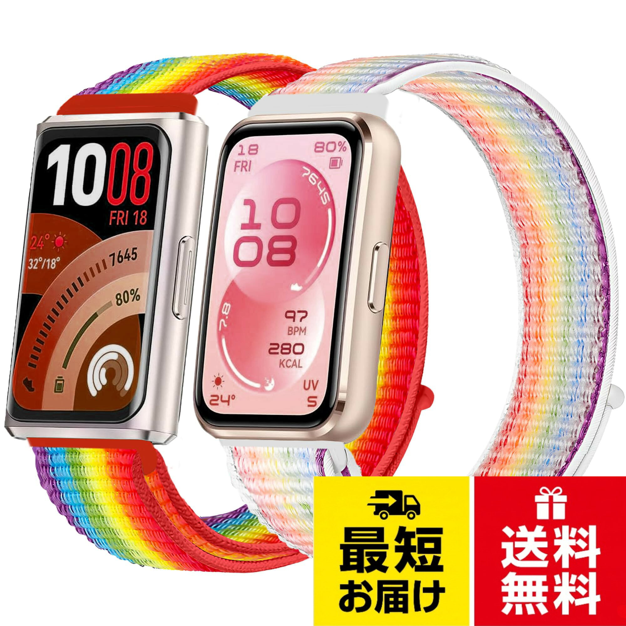 【送料無料】[HenwnHu] 時計バンドHuawei Band 11 Pro/Huawei Band 11 / NFC / 11 Pro Aluminum Edition用交換バンド、ベルクロデザイン、交換用ストラップ、柔らかく快適、ナイロン製、伸縮性、ベルクロ留め、
