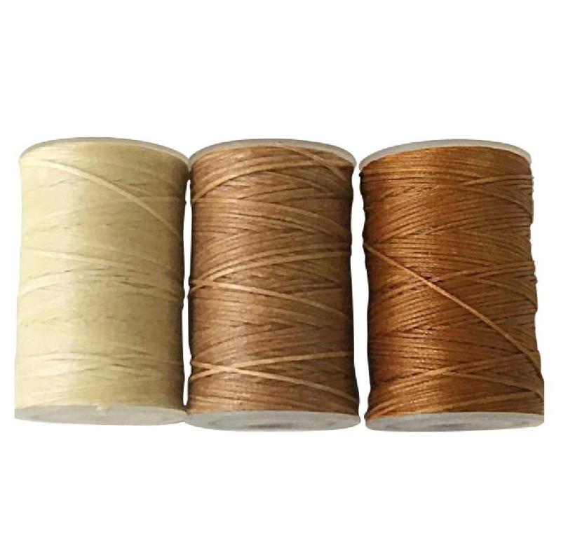 蝋引き糸 ロウ引き糸 60m マイクロマクラメ よく使う ナチュラルカラー 3個セット ワックスコード (Harvestmart)