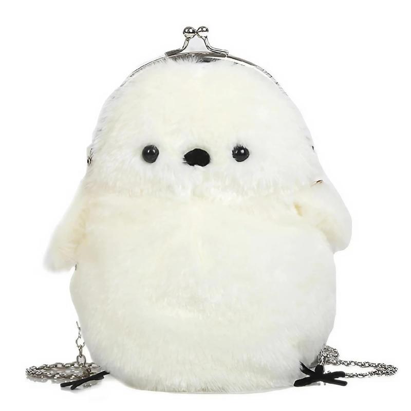 Rakuten - [R-Dream] シマエナガ ポーチ バッグ レディース ふわふわ もこもこ グッズ ぬいぐるみ ポシェット がま口 ショルダーバッグ ハンドバッグ スマホポーチ 北海道