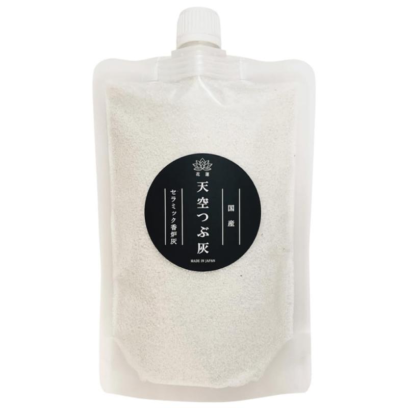 花蓮 天空つぶ灰 白いつぶの香炉灰 国産 セラミック灰 ほこりが舞わずお手入れが楽 380g お仏壇用 屋外用