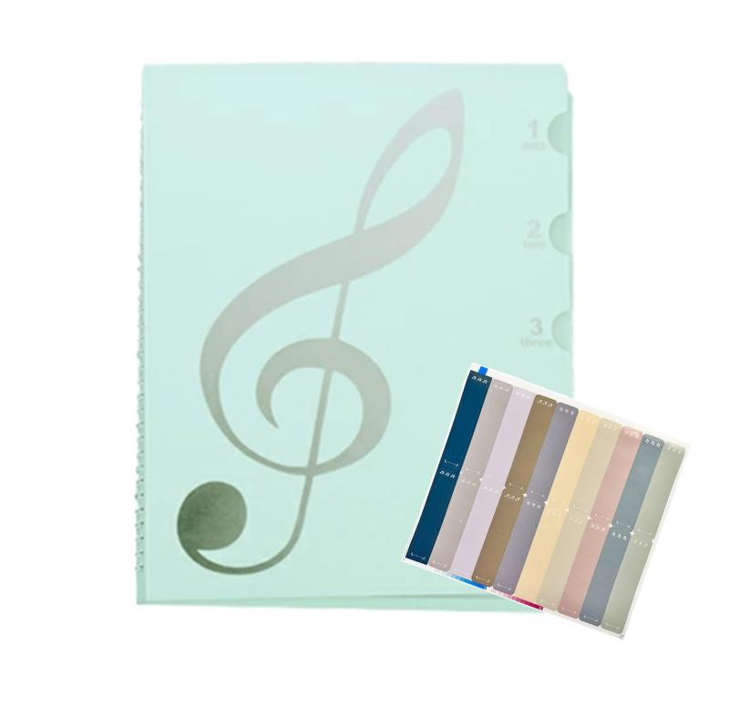 楽譜 ファイル A4 20枚/40面 30枚/60面 全5色 直接書き込み 見開き 大容量 光反射防止 防水素材 汚れにくい シンプルタイプ ピアノ伴奏 部活・ピアノ教室 カラオケ教室