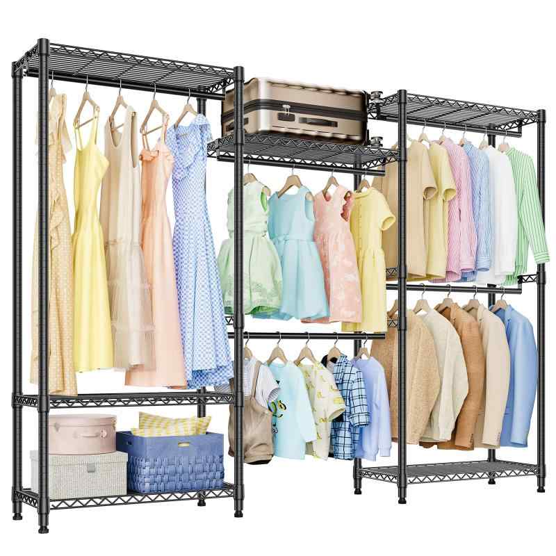 IZEUK(イゼーク) 高耐久 キャスター付き衣類ラック ワイヤー衣類ラック 衣類を掛けるためのラック