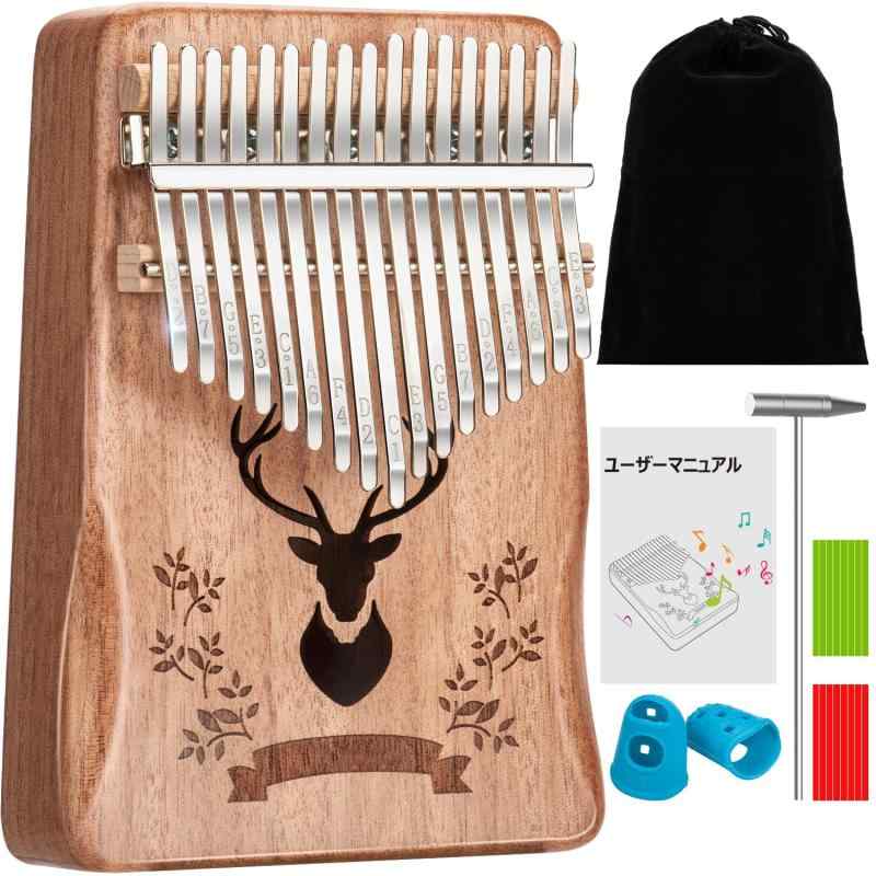 Moon River カリンバ 17キー チューニング済み 音階刻印 調律済み 親指ピアノ 日本語楽譜付き 初心者向き 楽器セット