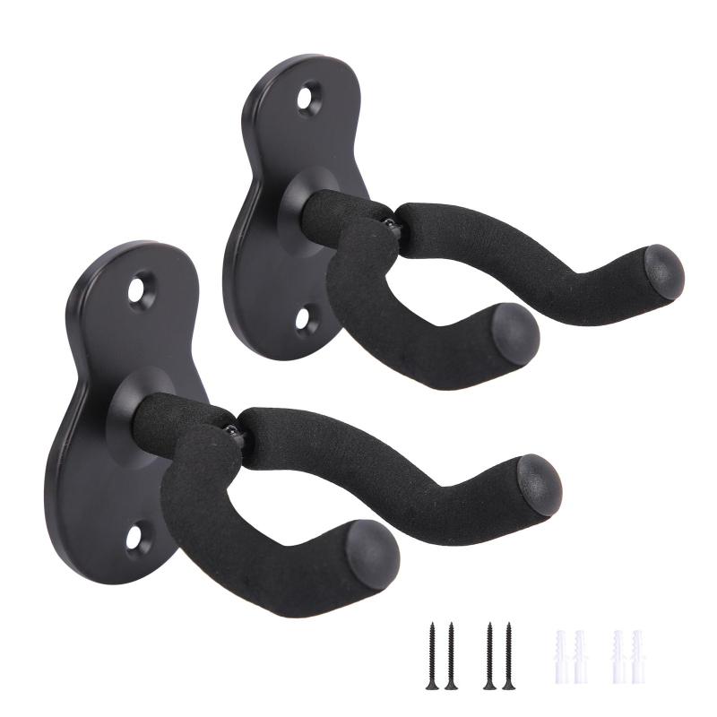 ギターハンガー 壁掛け 2個セット ギター、ベース、バイオリン、マンドリン、ウクレレなどの楽器に適応します 拡張ネジによる簡単な取り付け