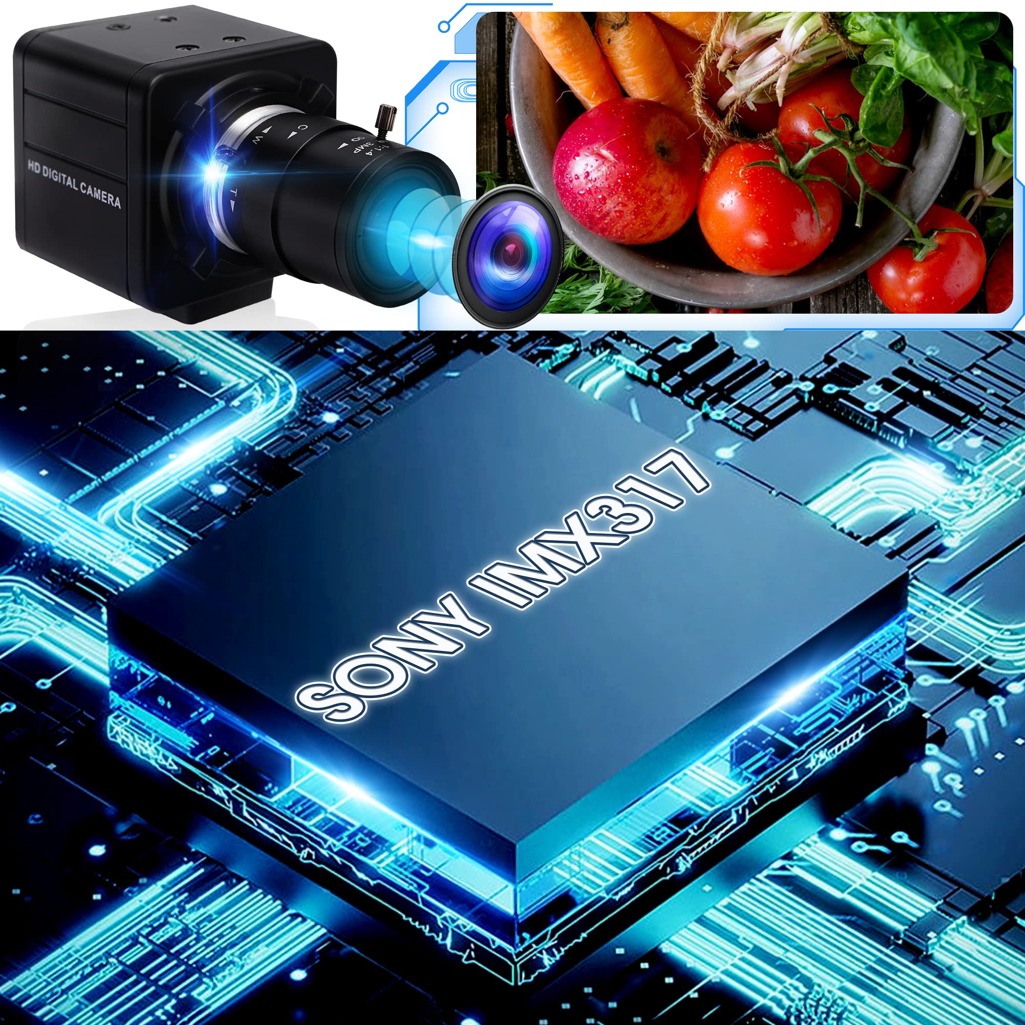 ELP 超HD 4K 30FPS 広角光学ズームウェブカメラ バリフォーカルレンズ USBミニカメラ CMOS IMX317センサー付き 800万画素 Mac/Windows/Linux/Raspberry Pi対応 2016PUSB UVC会議用 USB4KHDR01-MFV