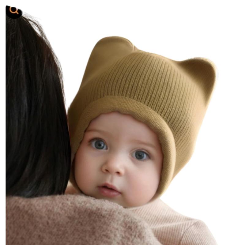 [ジュライサンシャイン] 赤ちゃん 新生児 ベビー 帽子 ボンネット 0歳 冬 猫耳 ニット帽 男の子 女の子 出産祝い