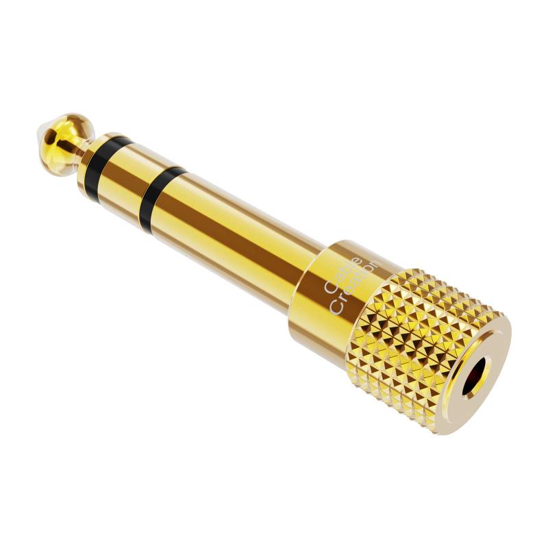 ステレオミニプラグ to ステレオ標準プラグ CableCreation 6.35mm ステレオプラグto 3.5mm ステレオジャックアダプタ6.35mm to 3.5mm （オスーメス）スクリュー付き 金メッキ アンプヘッドホン変換