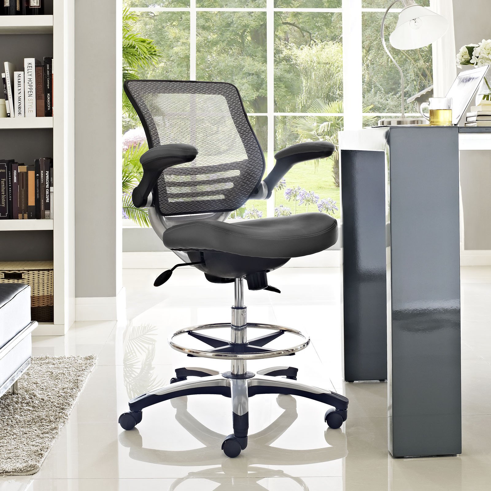 モッドウェイ(Modway) オフィスチェア エッジ グレー 69.9D×69.9W×124.5H cm フリップアップアーム付き  EEI-211-GRY