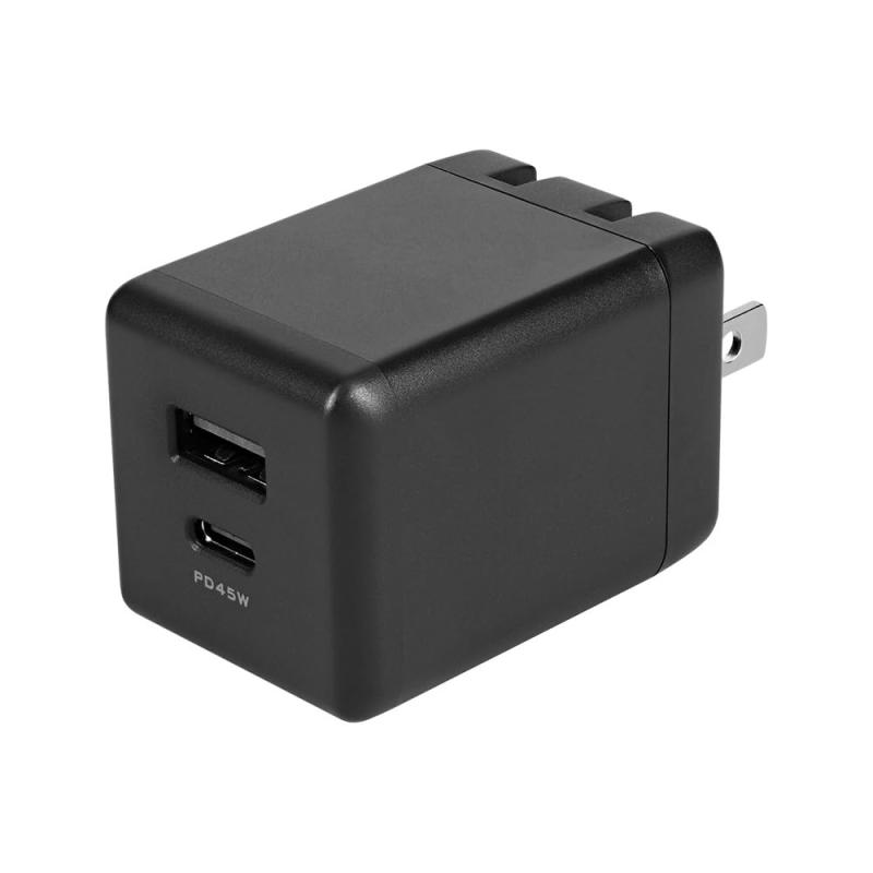 オウルテック PD45W Type-Cポート Type-Aポート 2ポート【PSE認証/2台同時】 acアダブター USB-C USB-A 折りたたみプラグ GaN採用 ノートPC/スマートフォン対応 ブラック ホワイト OEC-APD45C1A1G