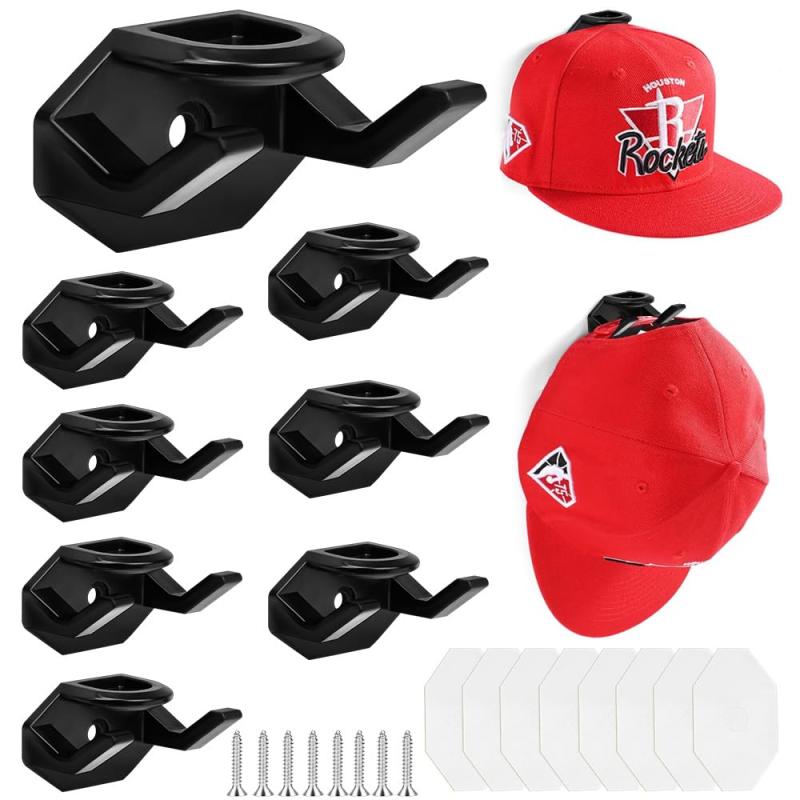 YUENWUZINIC キャップハンガー 8個セット キャップラック 壁掛け式 ラック 帽子収納 小物ハンガー 帽子掛けフック 収納 取り付け簡単 強力 粘着フック 穴あけ不要 壁用 鍵 バッグ 野球帽 インテ