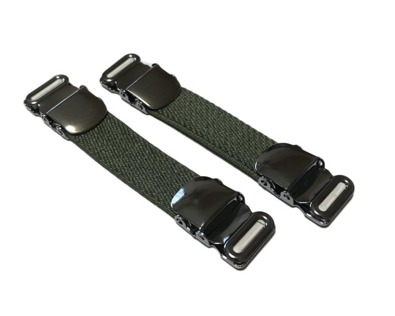 日本製 アームクリップベルト 裄吊 シャツや長丈のお袖に シャツガーター ゴムバンド made in japan (カーキ)