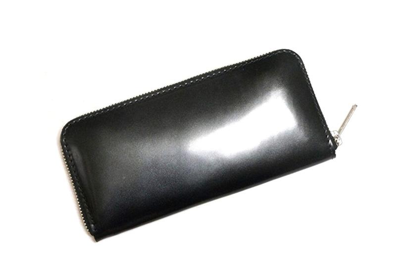 [Cordovan (馬革)] コードバン 財布 栃木レザー 新喜皮革 ホースハイド ラウンドジップ ロングウォレット 長財布 馬革 本革 日本製 (ブラック)