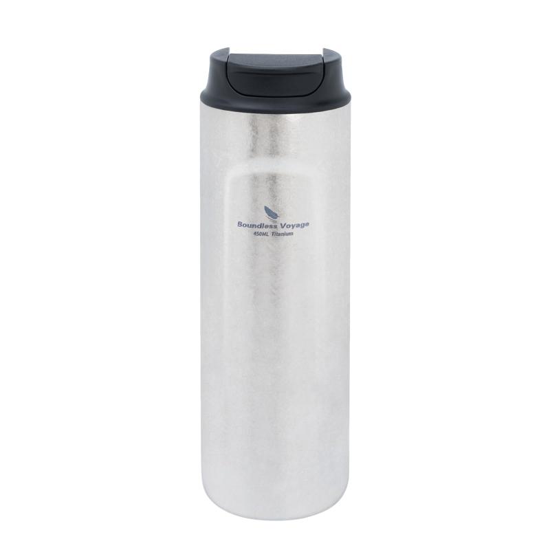Boundless Voyage チタン水筒 チタンボトル 450ml マグボトル 真空断熱 保温・保冷性 二重構造 真空ボトル 純チタン製 水筒 超軽量 丈夫 錆びない 抗菌 コーヒーボトル アウトドア キャンプ用 Ti3255