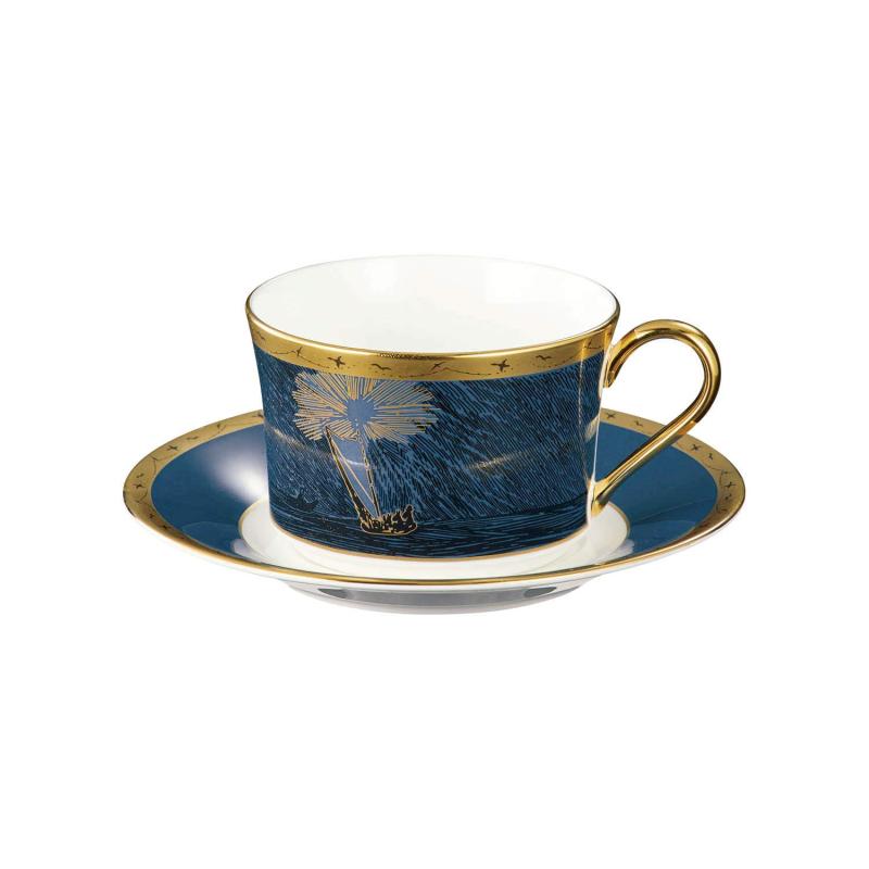Noritake ノリタケ カップ ＆ ソーサー （ コーヒー ティー 兼用） 245cc ムーミン ムーミンパパ海へ行く 1客 ブルー ボーンチャイナ TG93686/N-091L