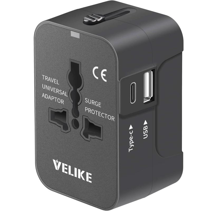 Transformers, Conversion Plugs - 海外 変換プラグ 全世界対応 VELIKE 旅行用コンセント 1つUSB-Cと1つUSB-Aポート付き C/O/BF/Aタイプ付き 海外電源変換器 マルチ変換プラグ 電源変換アダプター 韓国/ヨーロッパ/オーストラリア/イ