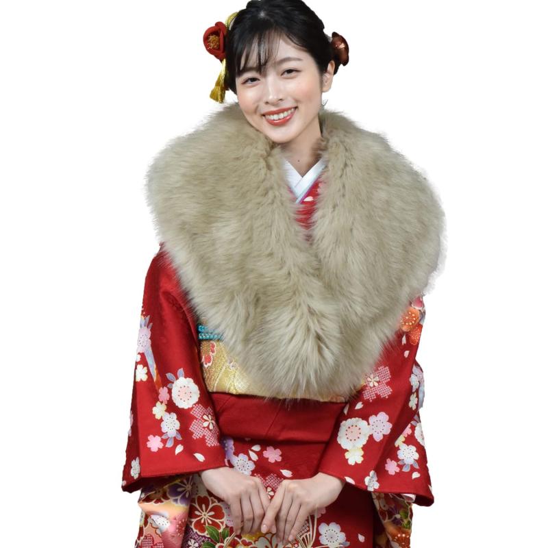 §H∞Hayashiguchi 成人式 ショール 最高級フォックス調ショール エコファー ストール 着物 和装 振袖 レディース ファーストール 結婚式 晴れ着 ファー 女性 レディース フ