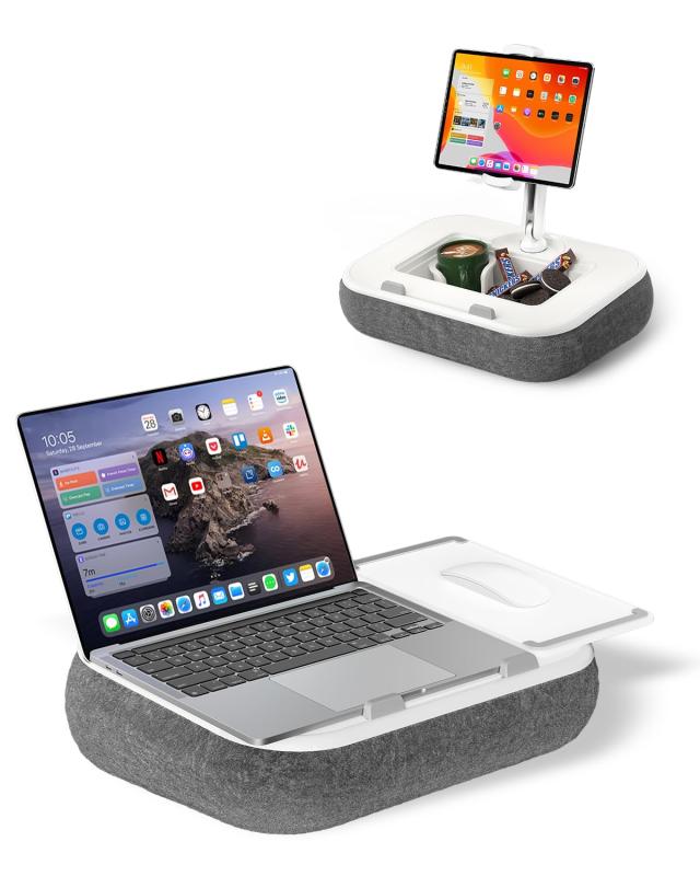 viozon 膝上テーブルPC クッション クッションテーブル 15インチ以内ノートパソコン対応 収納スペース付き マグネット式マウスパッド 寝ながらパソコン