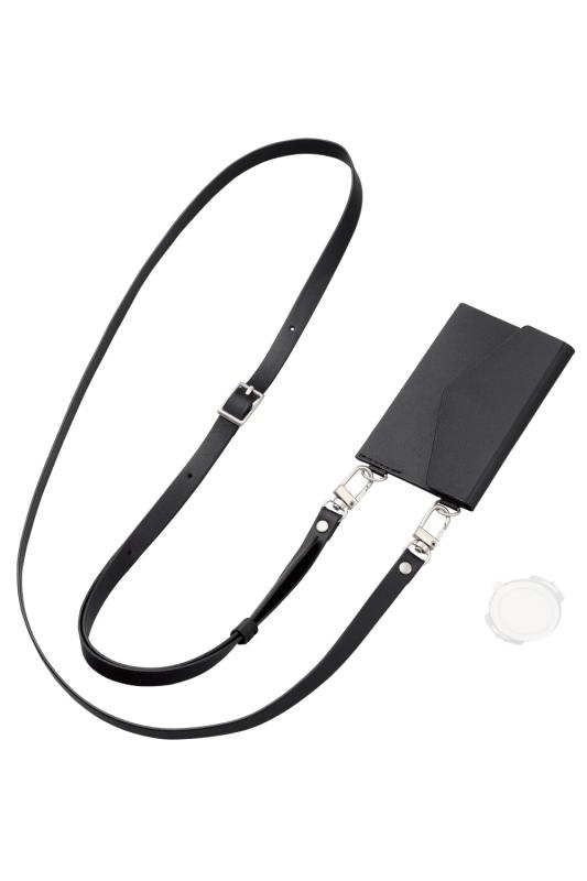 エレコム スマホ ショルダーストラップ 肩掛け 首掛け カードケース付き アタッチメント着脱 レザー P-STSDCDPL
