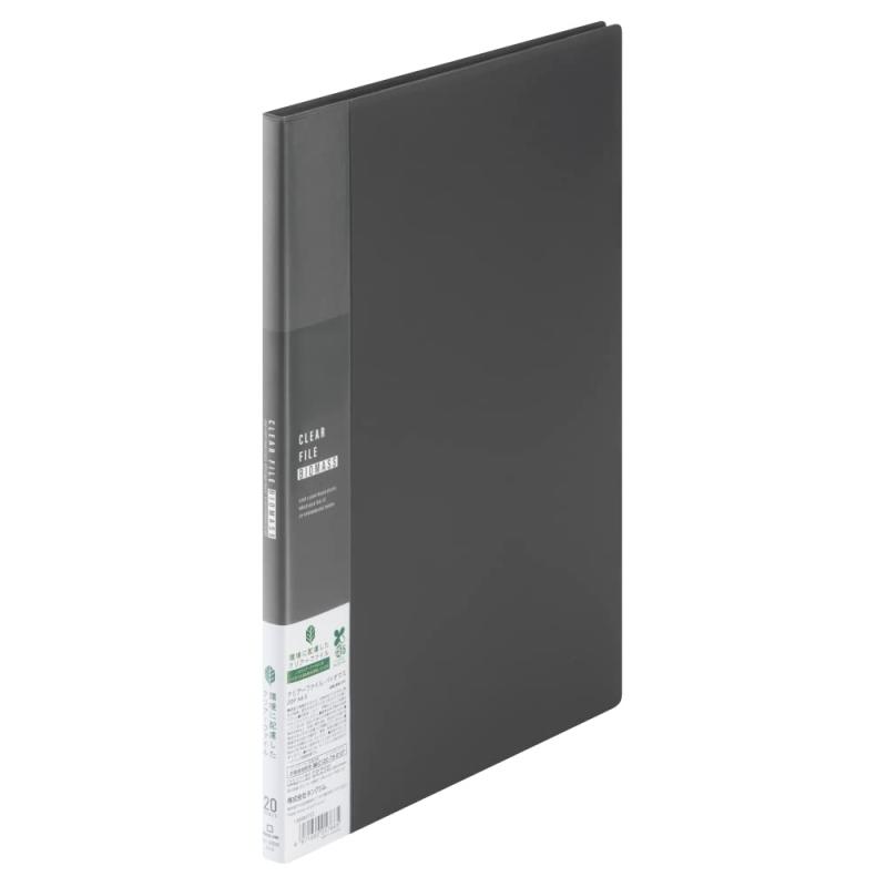 キングジム クリアファイル バイオマス 20ポケット A4タテ 黒 136BM-BK