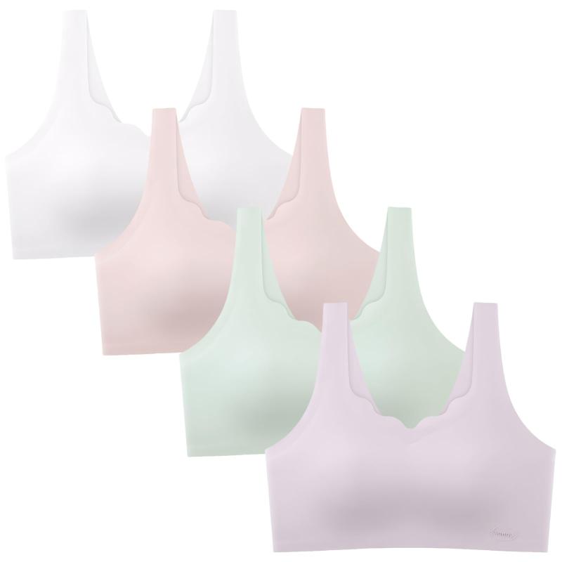 [Maeau] ノンワイヤー ガールズ シームレス 通気 ソフト ブラジャー 女の子ブラ 青春期 キッズ 子供 中学生