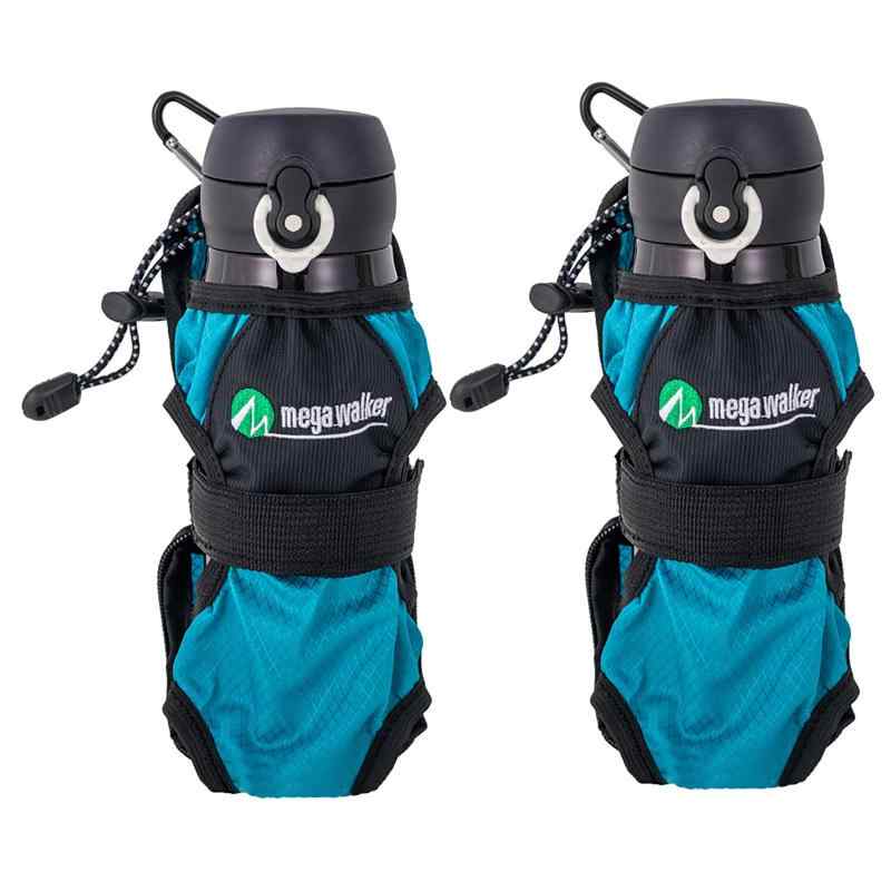 2個入 水筒ケース ボトルポーチ ペットボトルホルダーカバー 折り畳み 収納 携帯用 軽量 旅行 登山 キャンプ 男女兼用 アウトドア ケトル ドリンクホルダー (レイクブルー)(4.0)