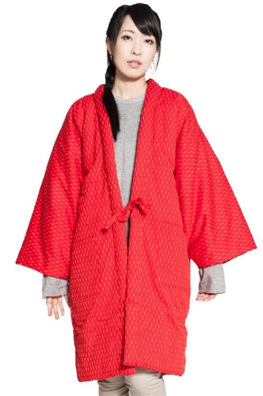 [ROCCA] 半纏 レディース 久留米織 ロング はんてん 六花 ロング 暖かい 久留米 日本製 はんてん 大きいサイズ おしゃれ 半天 袢纏 どてら 丹前 冬 防寒着 部屋着 温かい 女性 可愛い