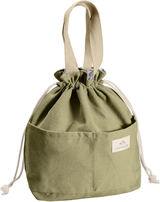 [GOKOU] 保冷 ランチバッグ 巾着袋 巾着ランチ 保冷 保温 持ち手付き お弁当バッグ おしゃれ 手提げ お弁当入れ 撥水 消臭 抗菌 大容量 軽量 男女兼用 通勤 通学