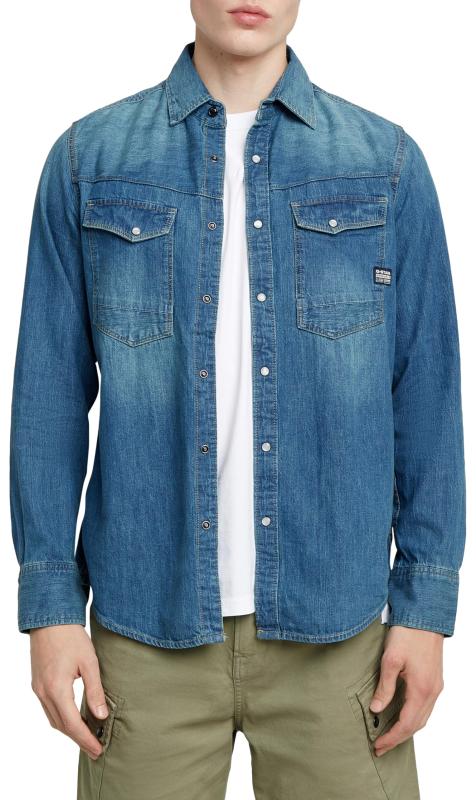 [ジースターロゥ] シャツ メンズ 長袖 スリムフィット SLIM DENIM SHIRT