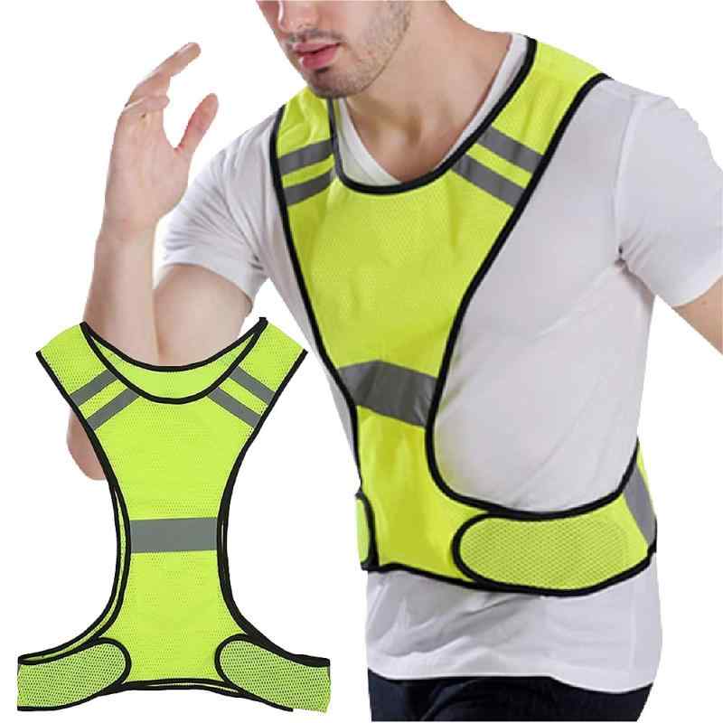 [shttown] 反射ベスト 安全ベスト ナイトラン 蛍光ベルト 高視認性 スポーティー ポケット有 ジョギング 2色
