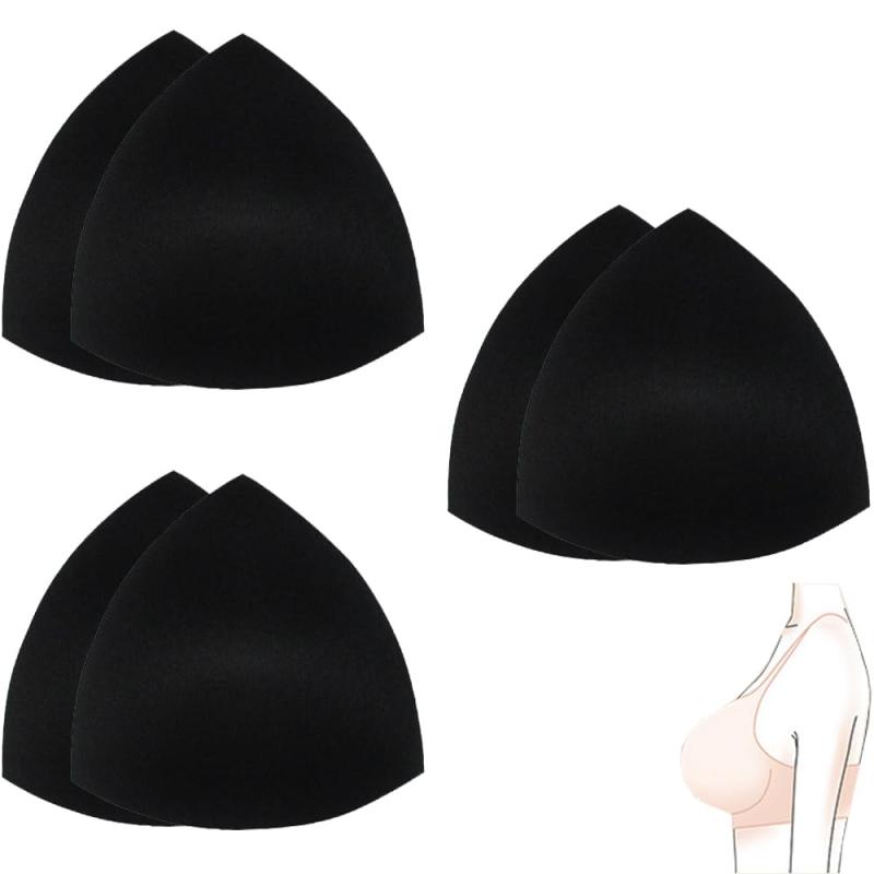 [サムコス] バストパッド 3ペア 6枚 スポーツ三角形スポンジ胸パッド スポンジ 取り外し可能 授乳ブラ 胸カップ ブ 肌色/ブラック