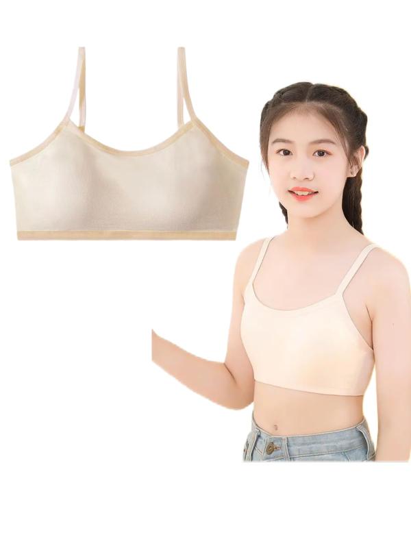 [ENALIHI] ジュニア スポーツブラ ハーフトップ 綿 中学生 小学生 下着 キャミソール ガールズ よく伸びる生地で動きやすい 吸汗速乾 通気性