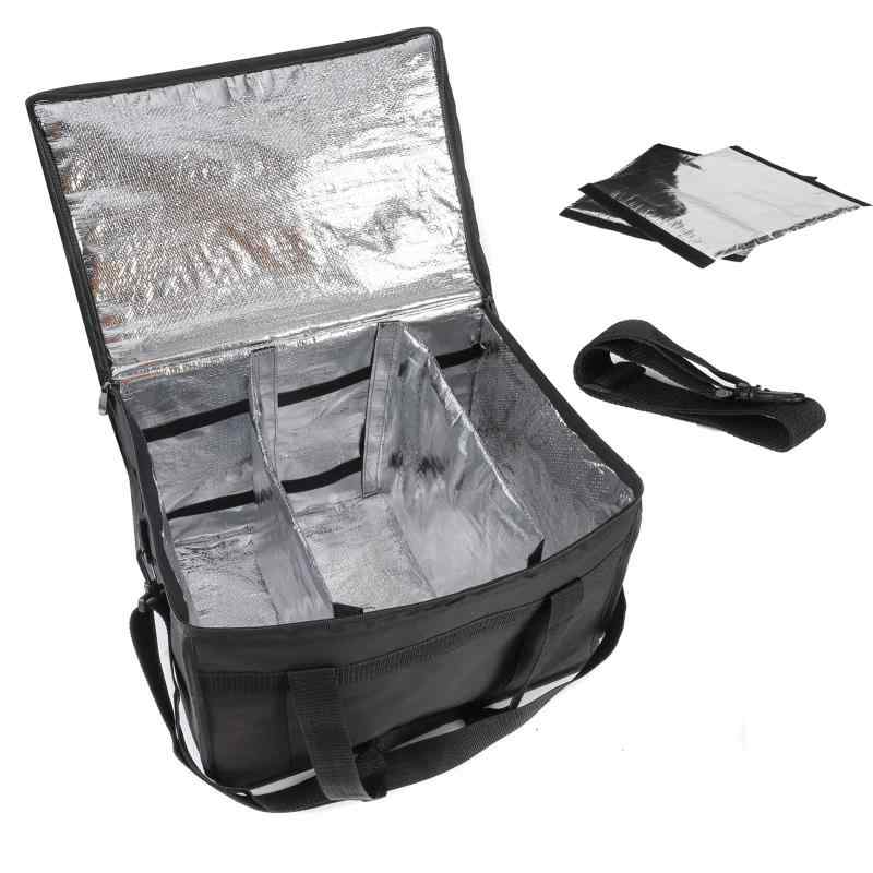 [NUWAJP] 断熱フードデリバリーバッグ保温 保冷 バック 配達用 ランチ 軽量 防水エコバッグ・買い物バッグ 2枚仕切り板（ブラック-モイスチャー50L）