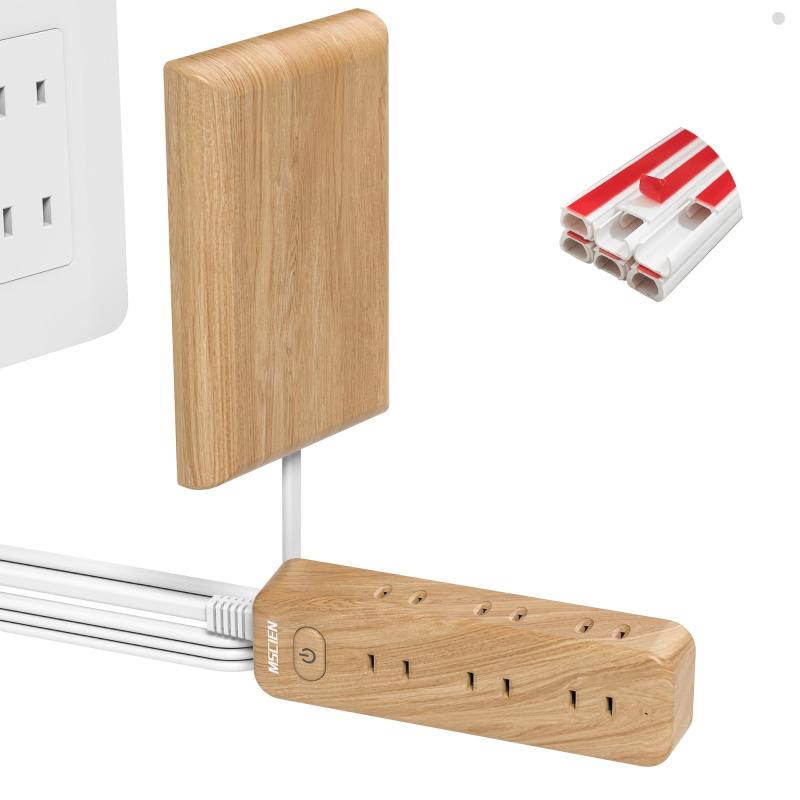 エムサインMscien コンセントカバー 赤ちゃん 2m 9個口 木目調 延長コード コンセント隠し 見せないコンセント 雷ガード 電源タップ おしゃれ たこあしコンセント テーブルタップ 壁掛け OAタコンセント カバー 木目調：コンセン...