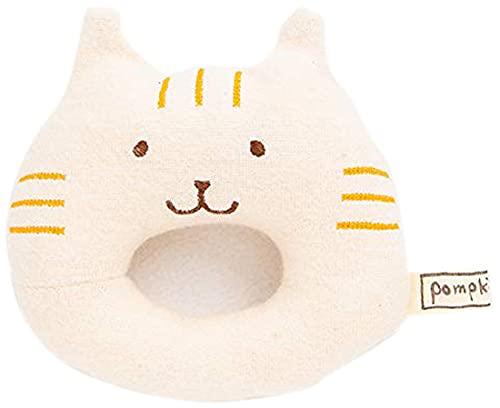 Y-1289 pompkins BABY オーガニックコットン100％【にゃんこシリーズ】ガラガラ がらがら 日本製オーガニックコットン100％ 日本製 Made in JAPAN