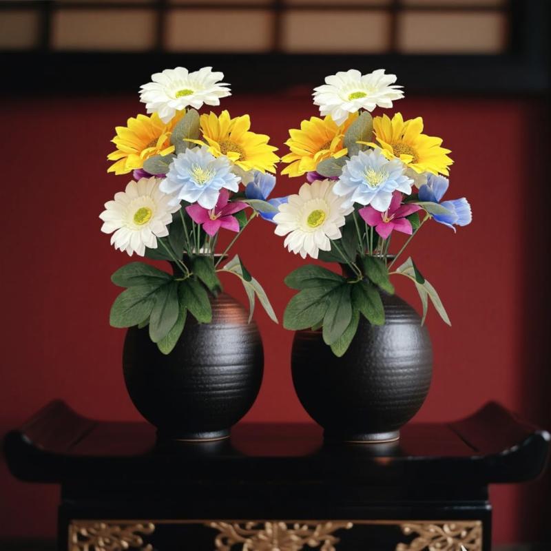 お墓用造花 仏花 お墓用 2束組 ぶつばな 花 仏壇用 仏花 お墓・仏壇用 お花 仏花 お供え 榊 高さ42cm 造花 仏花 墓花 お供え 水やり不要 枯れない 長持ち フラワーデザイナー監修 お墓参り お