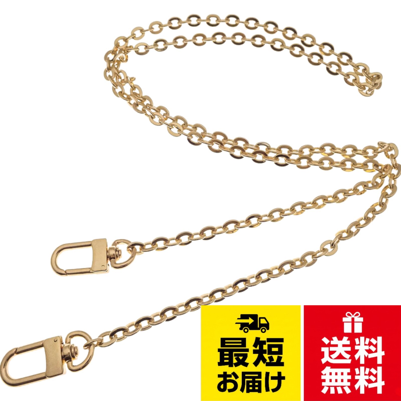 【バッグ交換用チェーン】チェーンをつけ替えるだけで、スタイルを変えることができます。。【肩掛けも斜めがけも】全長120cmなので、ハンドバッグやショルダーバッグに最適！肩掛けも斜めがけもご使用いただけます。。【軽量・高級感・丈夫】高品質の50gメタル製で、メッキ加工により色あせや錆びにくく、頑丈で長くご使用いただけます。。【着脱簡単】両端に金属バックルが2つ付いているため、着脱がとても簡単です。そのため、バッグの持ち方を自由自在に変えられ、様々なスタイルに合わせます。。【製品仕様】●素材：真鍮　●長さ：120cm　●幅：0.66cm　●重量：50g　●カラー：ゴールドQuikaboo バッグチェーン ゴールド ショルダーストラップ チェーン バッグ用 120cm 肩掛けチェーン ストラップ 交換用 バッグ 財布 スマホストラップ / 軽量