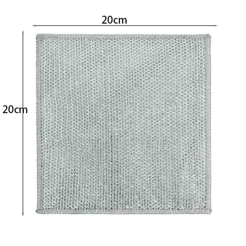 メタルワイヤー布巾 多目的布巾 再利用可能なキッチンクロス 両面20×20cm シルバー 5個 2