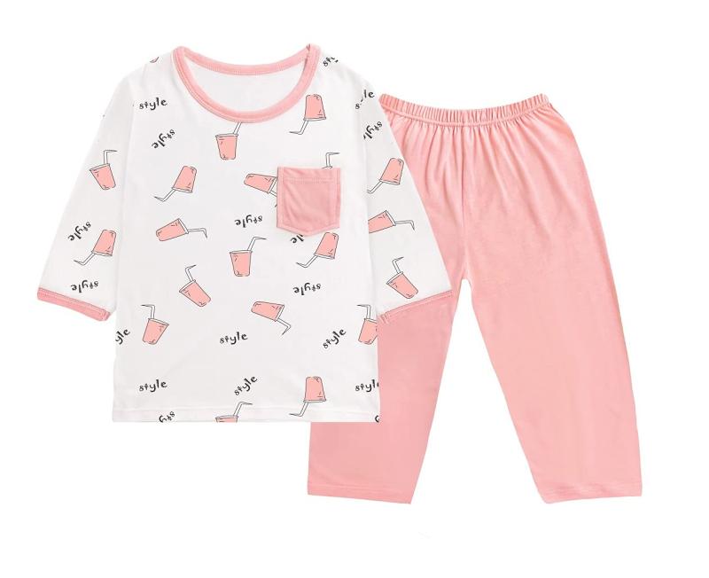 [Masonanic] 100－160cm 子供パジャマ キッズ 男の子 モダール 涼感 半袖 薄手 女の子 上下セット七分袖 ルームウェア 部屋着ナイトウェア ジュニア セットアップ 夏